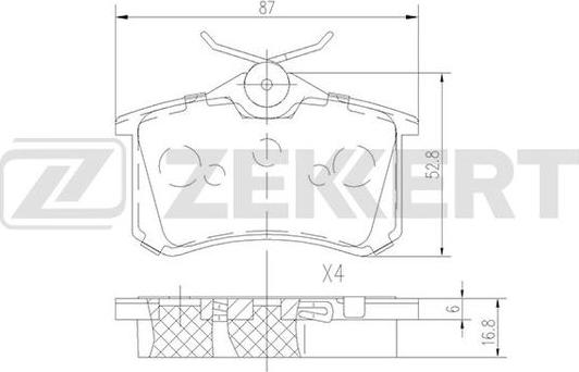 Zekkert BS-1687 - Тормозные колодки, дисковые, комплект autospares.lv