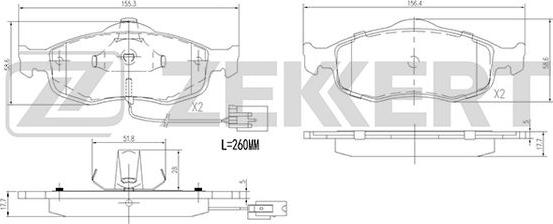 Zekkert BS-1620 - Тормозные колодки, дисковые, комплект autospares.lv