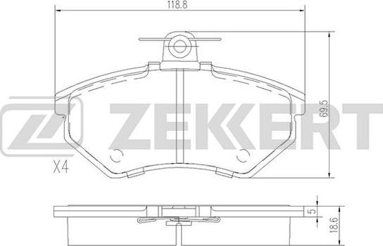 Zekkert BS-1098 - Тормозные колодки, дисковые, комплект autospares.lv