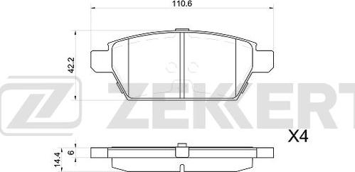 Zekkert BS-1044 - Тормозные колодки, дисковые, комплект autospares.lv