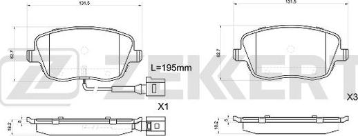 Zekkert BS-1043 - Тормозные колодки, дисковые, комплект autospares.lv