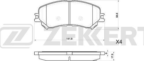 Zekkert BS-1080 - Тормозные колодки, дисковые, комплект autospares.lv