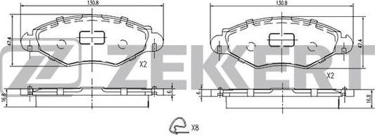 Zekkert BS-1034 - Тормозные колодки, дисковые, комплект autospares.lv