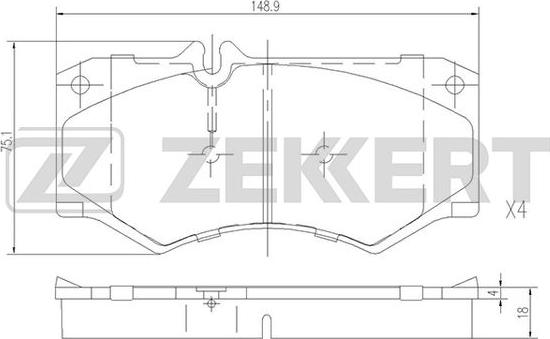 Zekkert BS-1151 - Тормозные колодки, дисковые, комплект autospares.lv