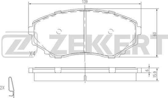 Zekkert BS-1153 - Тормозные колодки, дисковые, комплект autospares.lv