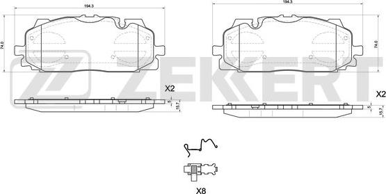 Zekkert BS-1164 - Тормозные колодки, дисковые, комплект autospares.lv