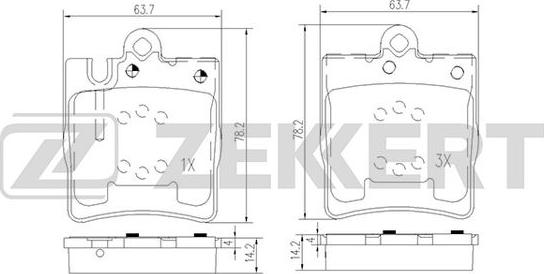 Zekkert BS-1165 - Тормозные колодки, дисковые, комплект autospares.lv