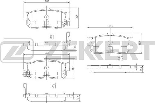 Zekkert BS-1104 - Тормозные колодки, дисковые, комплект autospares.lv