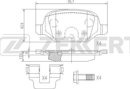 Zekkert BS-1108 - Тормозные колодки, дисковые, комплект autospares.lv