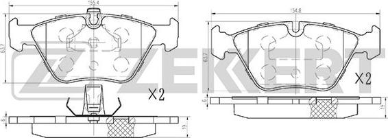 Zekkert BS-1102 - Тормозные колодки, дисковые, комплект autospares.lv