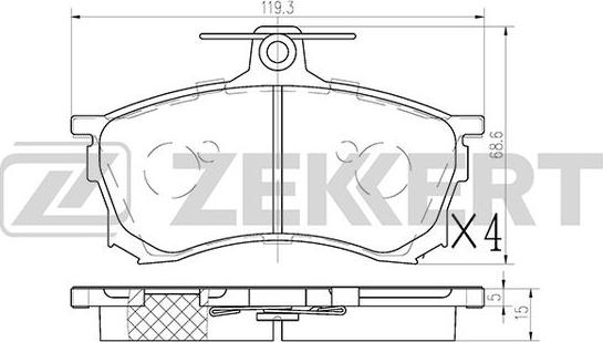 Zekkert BS-1115 - Тормозные колодки, дисковые, комплект autospares.lv