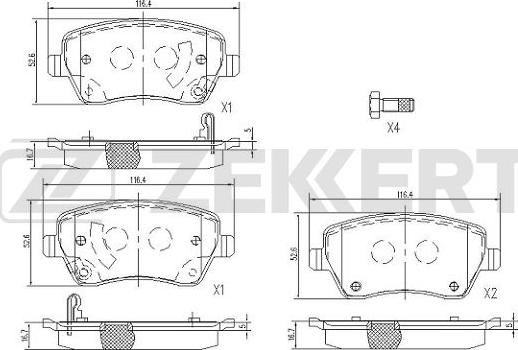 Zekkert BS-1113 - Тормозные колодки, дисковые, комплект autospares.lv