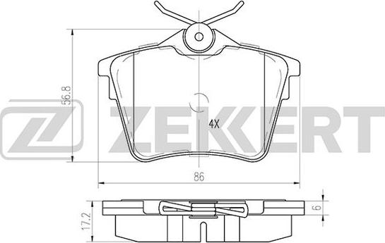 Zekkert BS-1135 - Тормозные колодки, дисковые, комплект autospares.lv