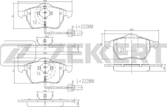 Zekkert BS-1131 - Тормозные колодки, дисковые, комплект autospares.lv