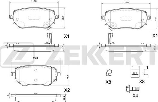 Zekkert BS-1172 - Тормозные колодки, дисковые, комплект autospares.lv