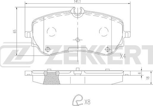 Zekkert BS-1841 - Тормозные колодки, дисковые, комплект autospares.lv