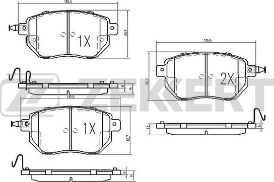 Zekkert BS-1874 - Тормозные колодки, дисковые, комплект autospares.lv