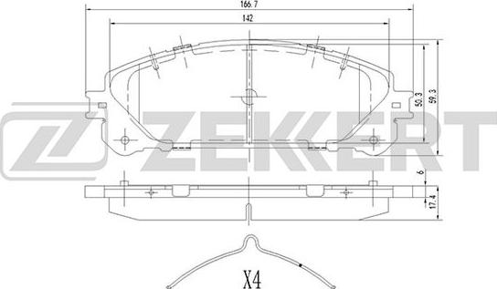 Zekkert BS-1872 - Тормозные колодки, дисковые, комплект autospares.lv