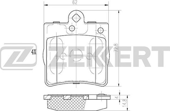 Zekkert BS-1350 - Тормозные колодки, дисковые, комплект autospares.lv