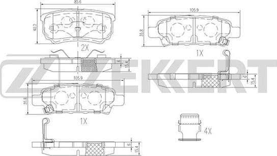 Zekkert BS-1358 - Тормозные колодки, дисковые, комплект autospares.lv