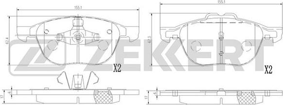 Zekkert BS-1364 - Тормозные колодки, дисковые, комплект autospares.lv