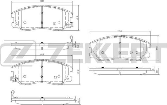 Zekkert BS-1300 - Тормозные колодки, дисковые, комплект autospares.lv