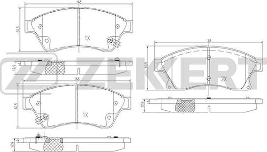 Zekkert BS-1301 - Тормозные колодки, дисковые, комплект autospares.lv