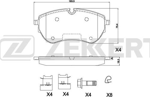 Zekkert BS-1307 - Тормозные колодки, дисковые, комплект autospares.lv