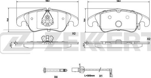 Zekkert BS-1292 - Тормозные колодки, дисковые, комплект autospares.lv