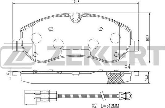 Zekkert BS-1250 - Тормозные колодки, дисковые, комплект autospares.lv