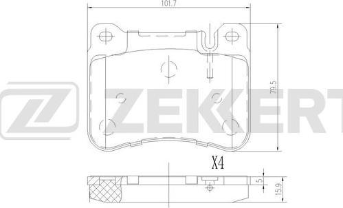 Zekkert BS-1208 - Тормозные колодки, дисковые, комплект autospares.lv