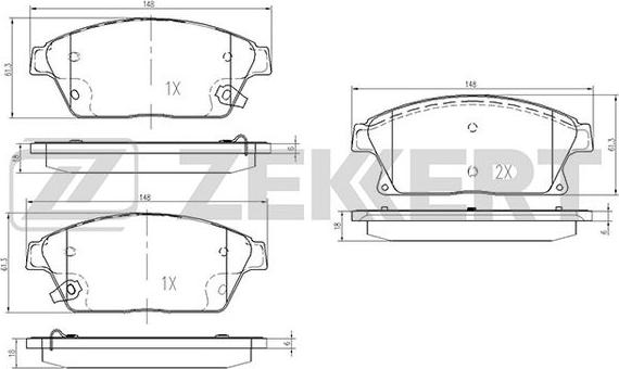 Zekkert BS-1286 - Тормозные колодки, дисковые, комплект autospares.lv