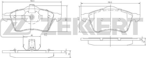 Zekkert BS-1282 - Тормозные колодки, дисковые, комплект autospares.lv