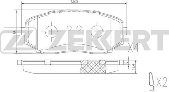 Zekkert BS-1228 - Тормозные колодки, дисковые, комплект autospares.lv