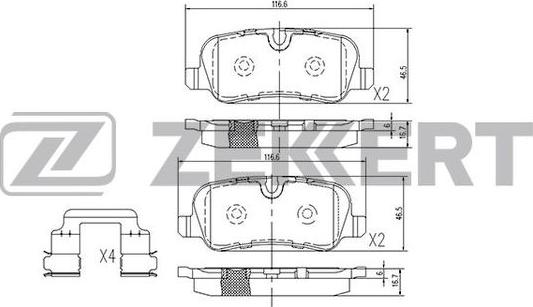 Zekkert BS-1272 - Тормозные колодки, дисковые, комплект autospares.lv