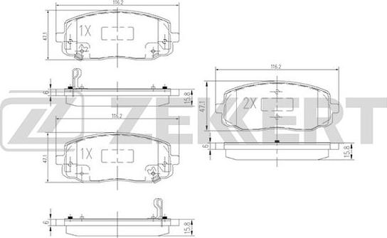 Zekkert BS-1790 - Тормозные колодки, дисковые, комплект autospares.lv