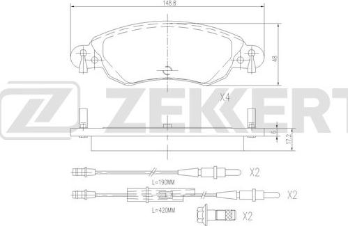 Zekkert BS-3036 - Тормозные колодки, дисковые, комплект autospares.lv