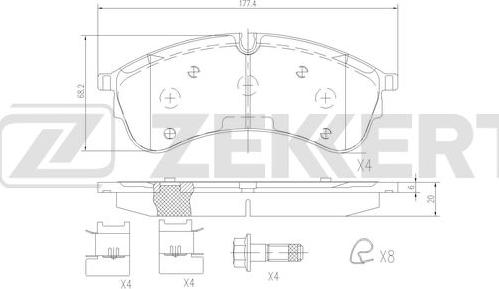 Zekkert BS-3072 - Тормозные колодки, дисковые, комплект autospares.lv