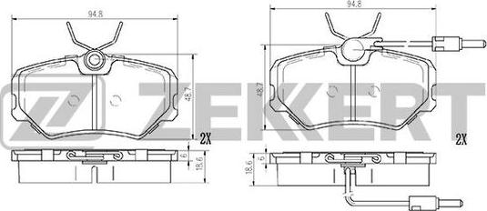 Zekkert BS-2993 - Тормозные колодки, дисковые, комплект autospares.lv