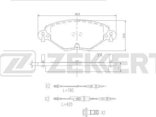 Zekkert BS-2909 - Тормозные колодки, дисковые, комплект autospares.lv