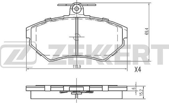 Zekkert BS-2907 - Тормозные колодки, дисковые, комплект autospares.lv