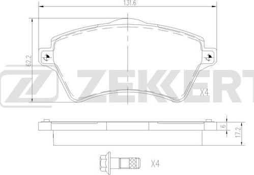 Zekkert BS-2916 - Тормозные колодки, дисковые, комплект autospares.lv