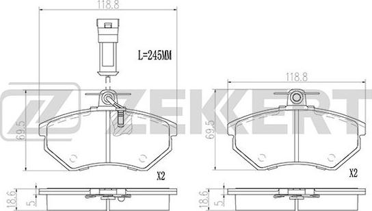 Zekkert BS-2978 - Тормозные колодки, дисковые, комплект autospares.lv