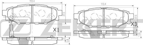 Zekkert BS-2592 - Тормозные колодки, дисковые, комплект autospares.lv