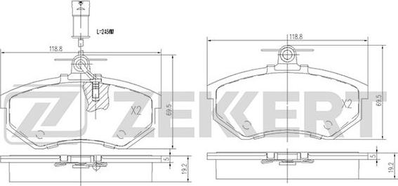 Zekkert BS-2541 - Тормозные колодки, дисковые, комплект autospares.lv