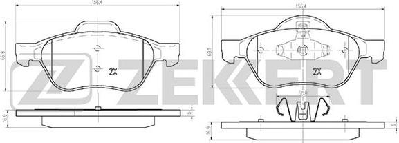 Zekkert BS-2514 - Тормозные колодки, дисковые, комплект autospares.lv