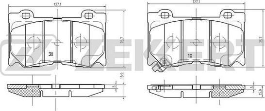 Zekkert BS-2517 - Тормозные колодки, дисковые, комплект autospares.lv