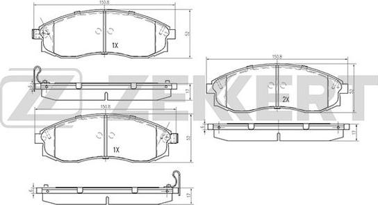 Zekkert BS-2537 - Тормозные колодки, дисковые, комплект autospares.lv