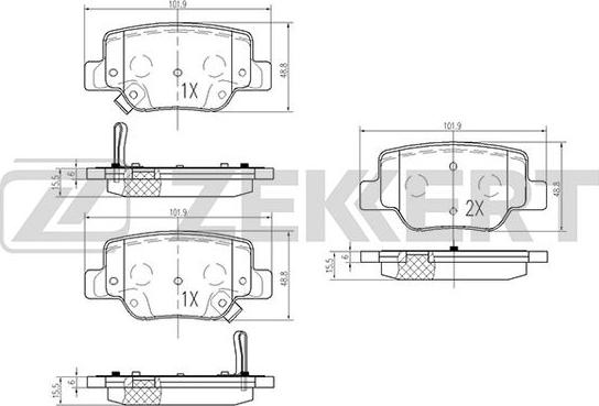 Zekkert BS-2095 - Тормозные колодки, дисковые, комплект autospares.lv