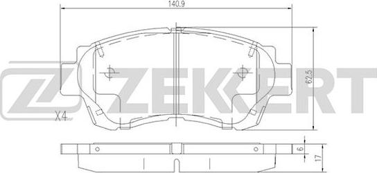 Zekkert BS-2080 - Тормозные колодки, дисковые, комплект autospares.lv